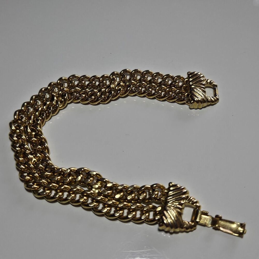 Vintage Goldette NY Gold Tone bracelet 6.75” Chunky Chain Layered - Picture 15 of 16